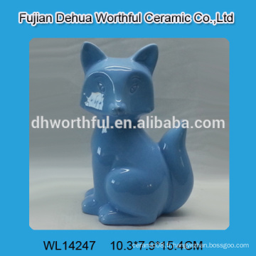 Figurine de renard en céramique bleue pour décoration intérieure